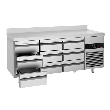 GGM Gastro Commercial Counter Fridge PREMIUM - 1865x700mm - with 9 drawers - with upstand - capacity 474 litres