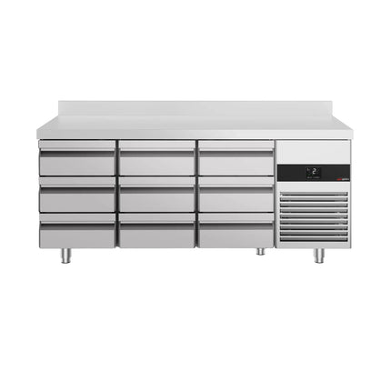 GGM Gastro Commercial Counter Fridge PREMIUM - 1865x700mm - with 9 drawers - with upstand - capacity 474 litres