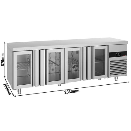 GGM Gastro Commercial Counter Fridge PREMIUM - 2330x700mm - glass doors - capacity 632 litres