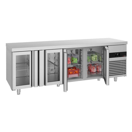 GGM Gastro Commercial Counter Fridge PREMIUM - 2330x700mm - glass doors - capacity 632 litres