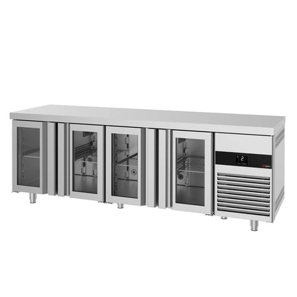 GGM Gastro Commercial Counter Fridge PREMIUM - 2330x700mm - glass doors - capacity 632 litres