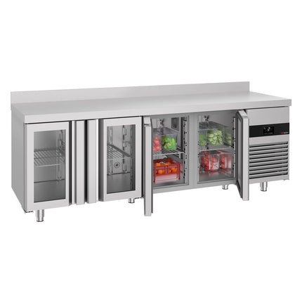 GGM Gastro Commercial Counter Fridge PREMIUM - 2330x700mm - glass doors - with upstand