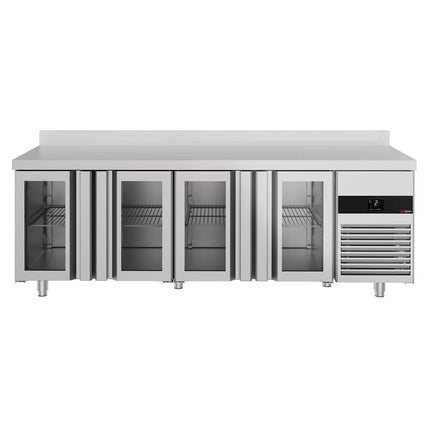 GGM Gastro Commercial Counter Fridge PREMIUM - 2330x700mm - glass doors - with upstand