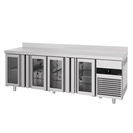 GGM Gastro Commercial Counter Fridge PREMIUM - 2330x700mm - glass doors - with upstand