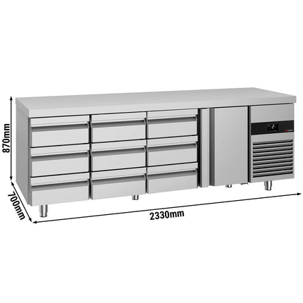 GGM Gastro Commercial Counter Fridge PREMIUM - 2330x700mm - with 1 door - 9 drawers - capacity 632 litres