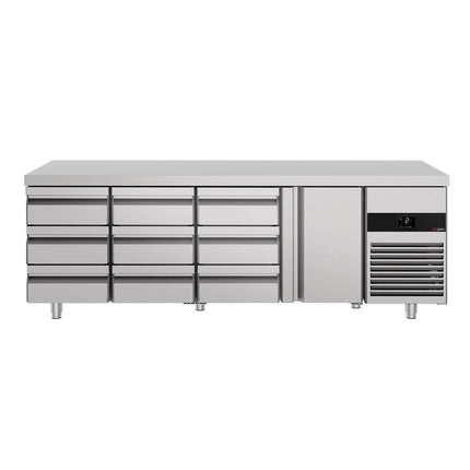 GGM Gastro Commercial Counter Fridge PREMIUM - 2330x700mm - with 1 door - 9 drawers - capacity 632 litres