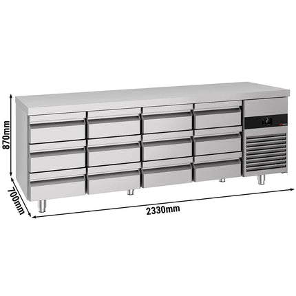 GGM Gastro Commercial Counter Fridge PREMIUM - 2330x700mm - with 12 drawers - capacity 632 litres