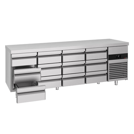GGM Gastro Commercial Counter Fridge PREMIUM - 2330x700mm - with 12 drawers - capacity 632 litres