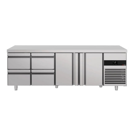 GGM Gastro Commercial Counter Fridge PREMIUM - 2330x700mm - with 2 doors - 4 drawers - capacity 632 litres