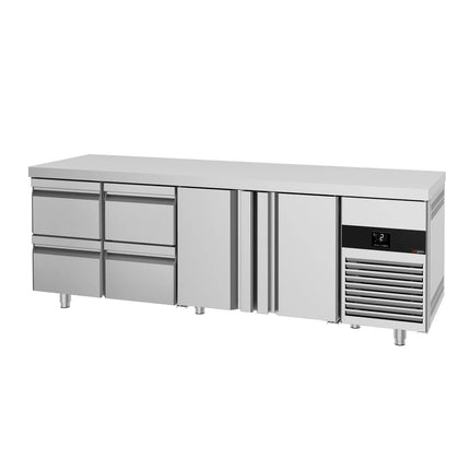 GGM Gastro Commercial Counter Fridge PREMIUM - 2330x700mm - with 2 doors - 4 drawers - capacity 632 litres