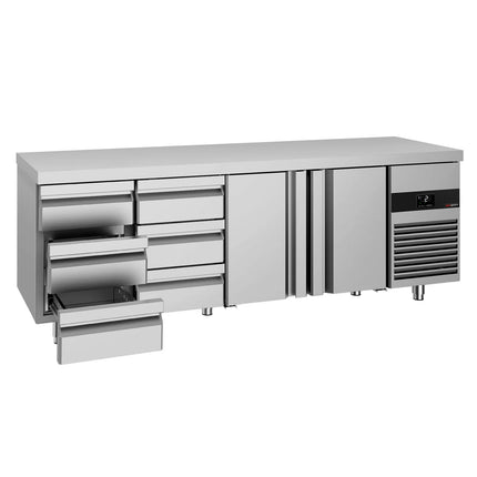 GGM Gastro Commercial Counter Fridge PREMIUM - 2330x700mm - with 2 doors - 6 drawers - capacity 632 litres