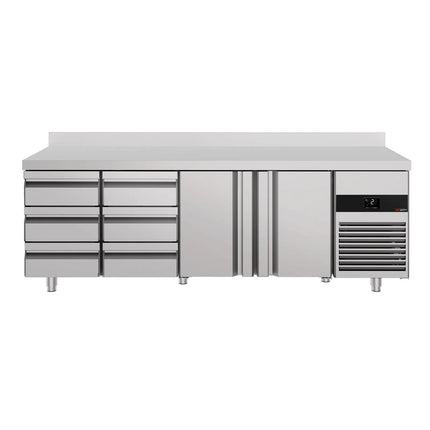 GGM Gastro Commercial Counter Fridge PREMIUM - 2330x700mm - with 2 doors - 6 drawers - with upstand