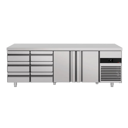 GGM Gastro Commercial Counter Fridge PREMIUM - 2330x700mm - with 2 doors - 6 drawers - capacity 632 litres