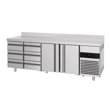GGM Gastro Commercial Counter Fridge PREMIUM - 2330x700mm - with 2 doors - 6 drawers - with upstand