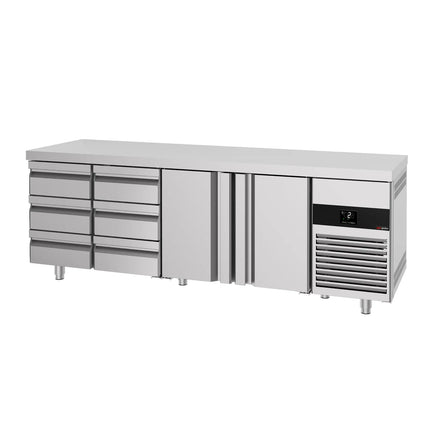 GGM Gastro Commercial Counter Fridge PREMIUM - 2330x700mm - with 2 doors - 6 drawers - capacity 632 litres