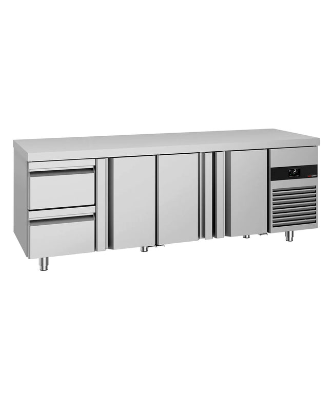 GGM Gastro Commercial Counter Fridge PREMIUM - 2330x700mm - with 3 doors - 2 drawers - capacity 632 litres