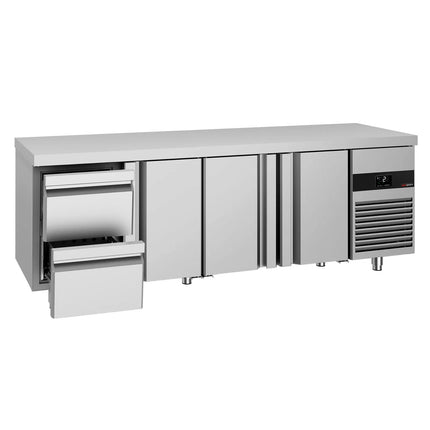 GGM Gastro Commercial Counter Fridge PREMIUM - 2330x700mm - with 3 doors - 2 drawers - capacity 632 litres