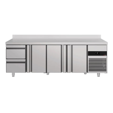 GGM Gastro Commercial Counter Fridge PREMIUM - 2330x700mm - with 3 doors - 2 drawers - with upstand - capacity 632 litres