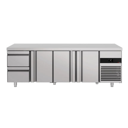 GGM Gastro Commercial Counter Fridge PREMIUM - 2330x700mm - with 3 doors - 2 drawers - capacity 632 litres