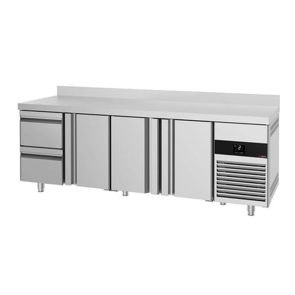 GGM Gastro Commercial Counter Fridge PREMIUM - 2330x700mm - with 3 doors - 2 drawers - with upstand - capacity 632 litres