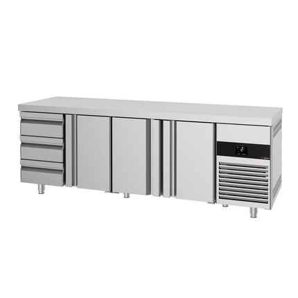 GGM Gastro Commercial Counter Fridge PREMIUM - 2330x700mm - with 3 doors - 3 drawers - capacity 632 litres