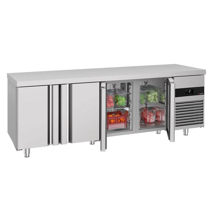 GGM Gastro Commercial Counter Fridge PREMIUM - 2330x700mm - with 4 doors - capacity 632 litres