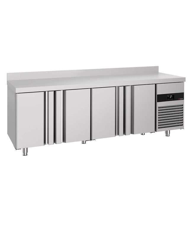GGM Gastro Commercial Counter Fridge PREMIUM - 2330x700mm - with 4 doors - with upstand - capacity 632 litres