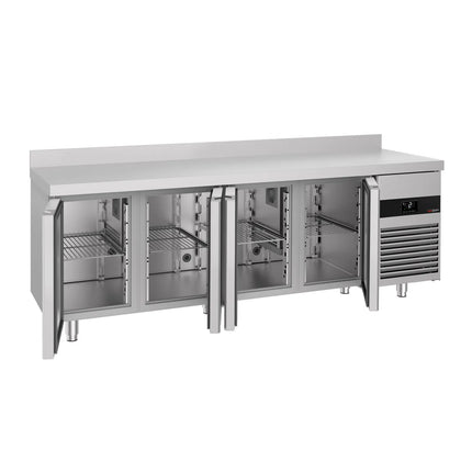 GGM Gastro Commercial Counter Fridge PREMIUM - 2330x700mm - with 4 doors - with upstand - capacity 632 litres