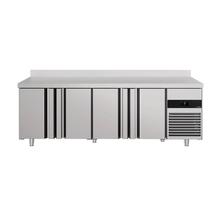 GGM Gastro Commercial Counter Fridge PREMIUM - 2330x700mm - with 4 doors - with upstand - capacity 632 litres