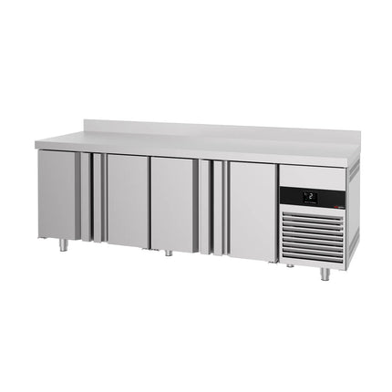 GGM Gastro Commercial Counter Fridge PREMIUM - 2330x700mm - with 4 doors - with upstand - capacity 632 litres