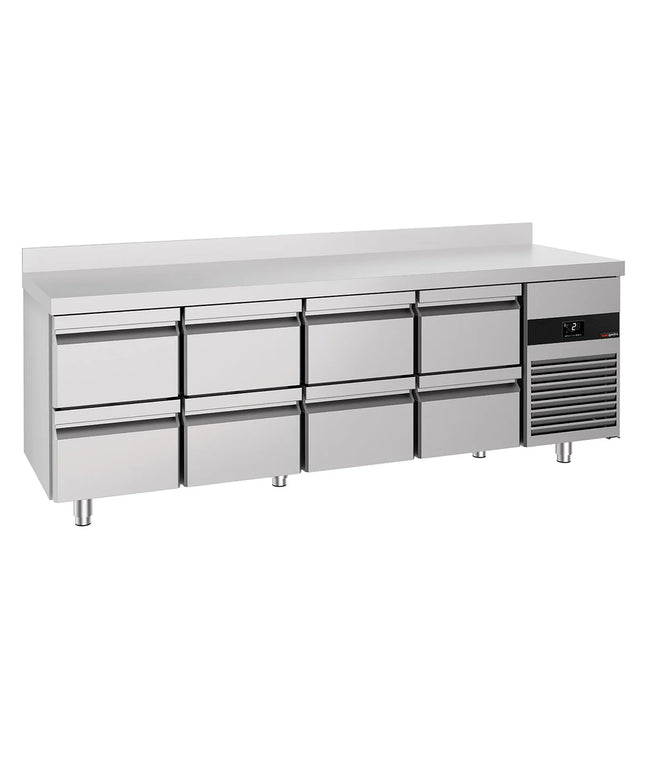 GGM Gastro Commercial Counter Fridge PREMIUM - 2330x700mm - with 8 drawers - with upstand - capacity 632 litres