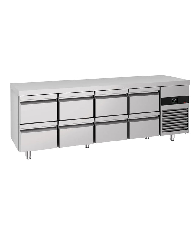 GGM Gastro Commercial Counter Fridge PREMIUM - 2330x700mm - with 8 drawers - capacity 632 litres