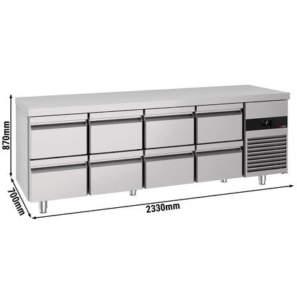 GGM Gastro Commercial Counter Fridge PREMIUM - 2330x700mm - with 8 drawers - capacity 632 litres