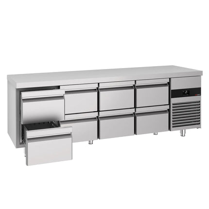 GGM Gastro Commercial Counter Fridge PREMIUM - 2330x700mm - with 8 drawers - capacity 632 litres