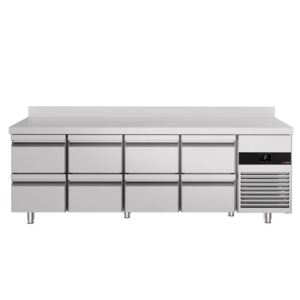 GGM Gastro Commercial Counter Fridge PREMIUM - 2330x700mm - with 8 drawers - with upstand - capacity 632 litres