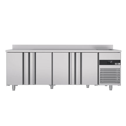 GGM Gastro Commercial Counter Fridge PREMIUM - 2360x700mm - with 4 doors - with sink right - with upstand - capacity 540 litres