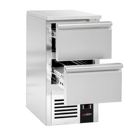 GGM Gastro Commercial Counter Fridge PREMIUM - 450x700mm - with 2 drawers - capacity 102 litres