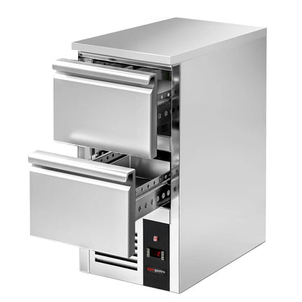 GGM Gastro Commercial Counter Fridge PREMIUM - 450x700mm - with 2 drawers - capacity 102 litres