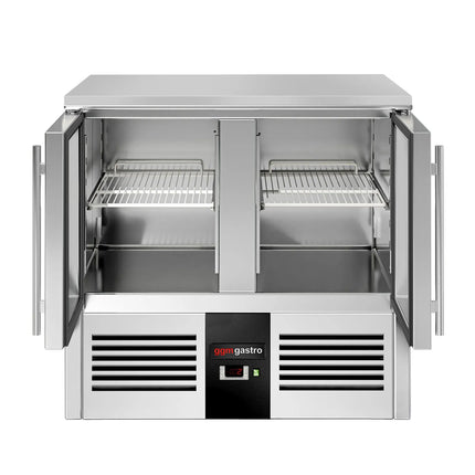 GGM Gastro Commercial Counter Fridge PREMIUM - 900x700mm - glass doors - with 2 doors - granite worktop