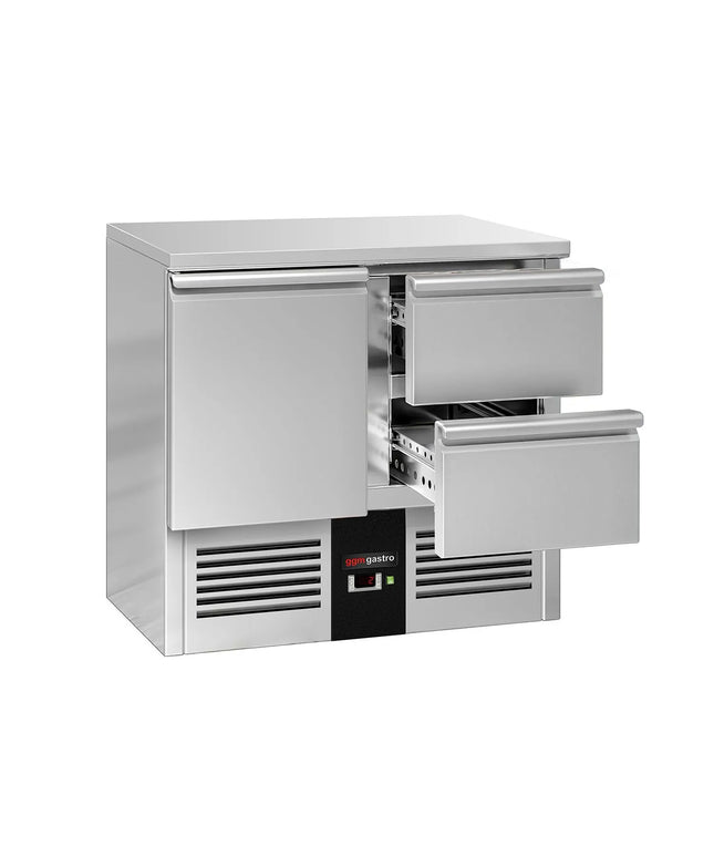 GGM Gastro Commercial Counter Fridge PREMIUM - 900x700mm - with 1 door - 2 drawers - capacity 220 litres