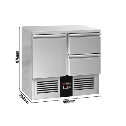GGM Gastro Commercial Counter Fridge PREMIUM - 900x700mm - with 1 door - 2 drawers - capacity 220 litres