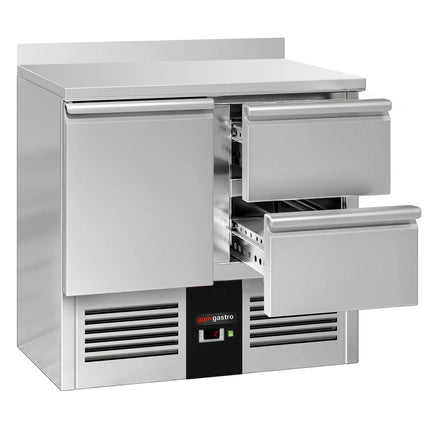 GGM Gastro Commercial Counter Fridge PREMIUM - 900x700mm - with 1 door - 2 drawers [1/1] - with upstand - black front