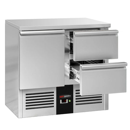GGM Gastro Commercial Counter Fridge PREMIUM - 900x700mm - with 1 door - 2 drawers - capacity 220 litres