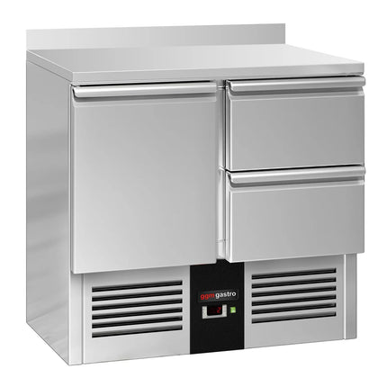 GGM Gastro Commercial Counter Fridge PREMIUM - 900x700mm - with 1 door - 2 drawers [1/1] - with upstand - black front