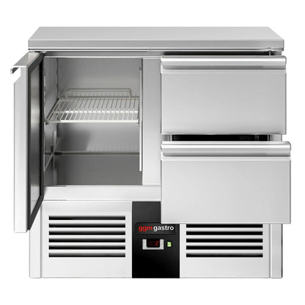 GGM Gastro Commercial Counter Fridge PREMIUM - 900x700mm - with 1 door - 2 drawers - capacity 220 litres