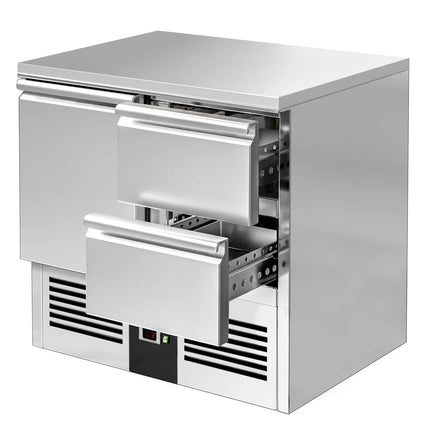 GGM Gastro Commercial Counter Fridge PREMIUM - 900x700mm - with 1 door - 2 drawers - capacity 220 litres