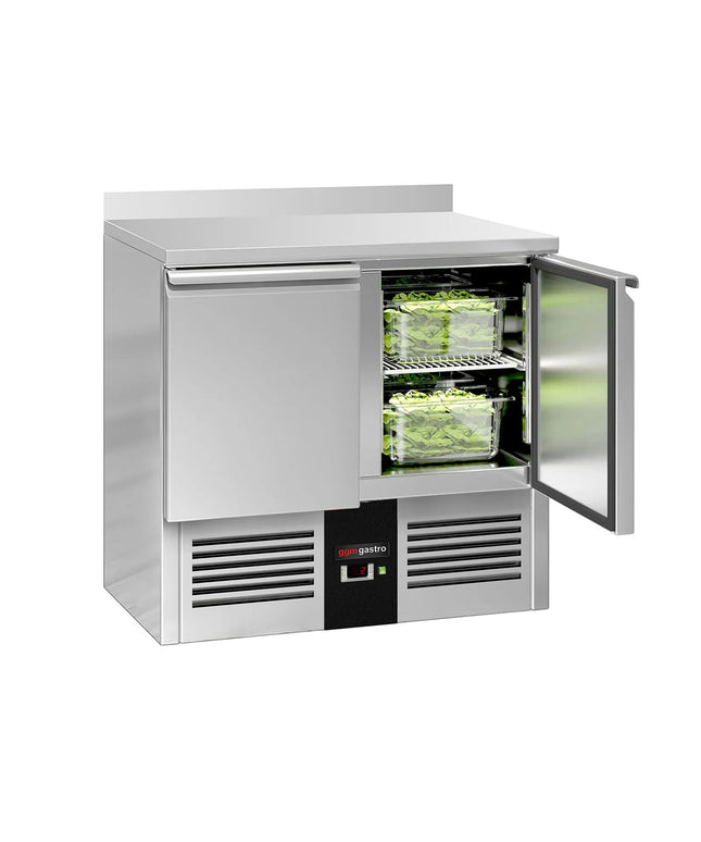 GGM Gastro Commercial Counter Fridge PREMIUM - 900x700mm - with 2 doors - with upstand - capacity 240 litres