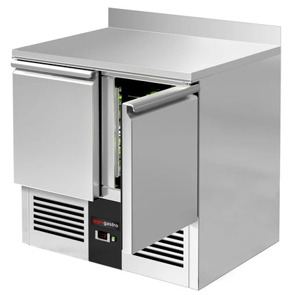 GGM Gastro Commercial Counter Fridge PREMIUM - 900x700mm - with 2 doors - with upstand - capacity 240 litres