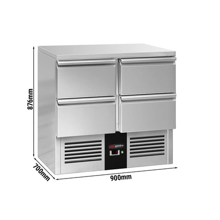 GGM Gastro Commercial Counter Fridge PREMIUM - 900x700mm - with 4 drawers - GN 1/1 drawers