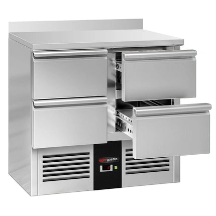 GGM Gastro Commercial Counter Fridge PREMIUM - 900x700mm - with 4 drawers [GN 1/1] - with upstand